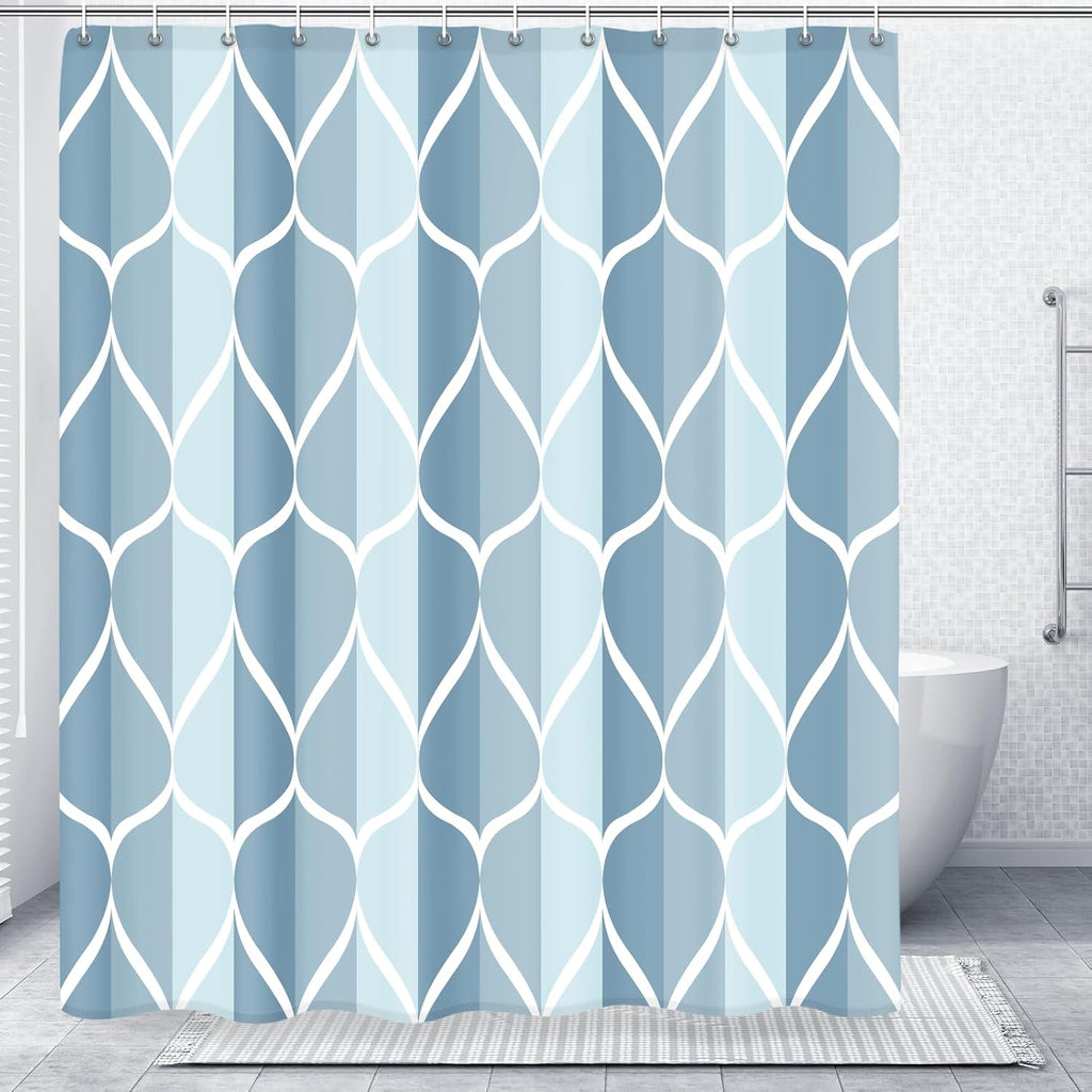 Bathveil Geometric Shower Curtain Water Repellent with Hooks