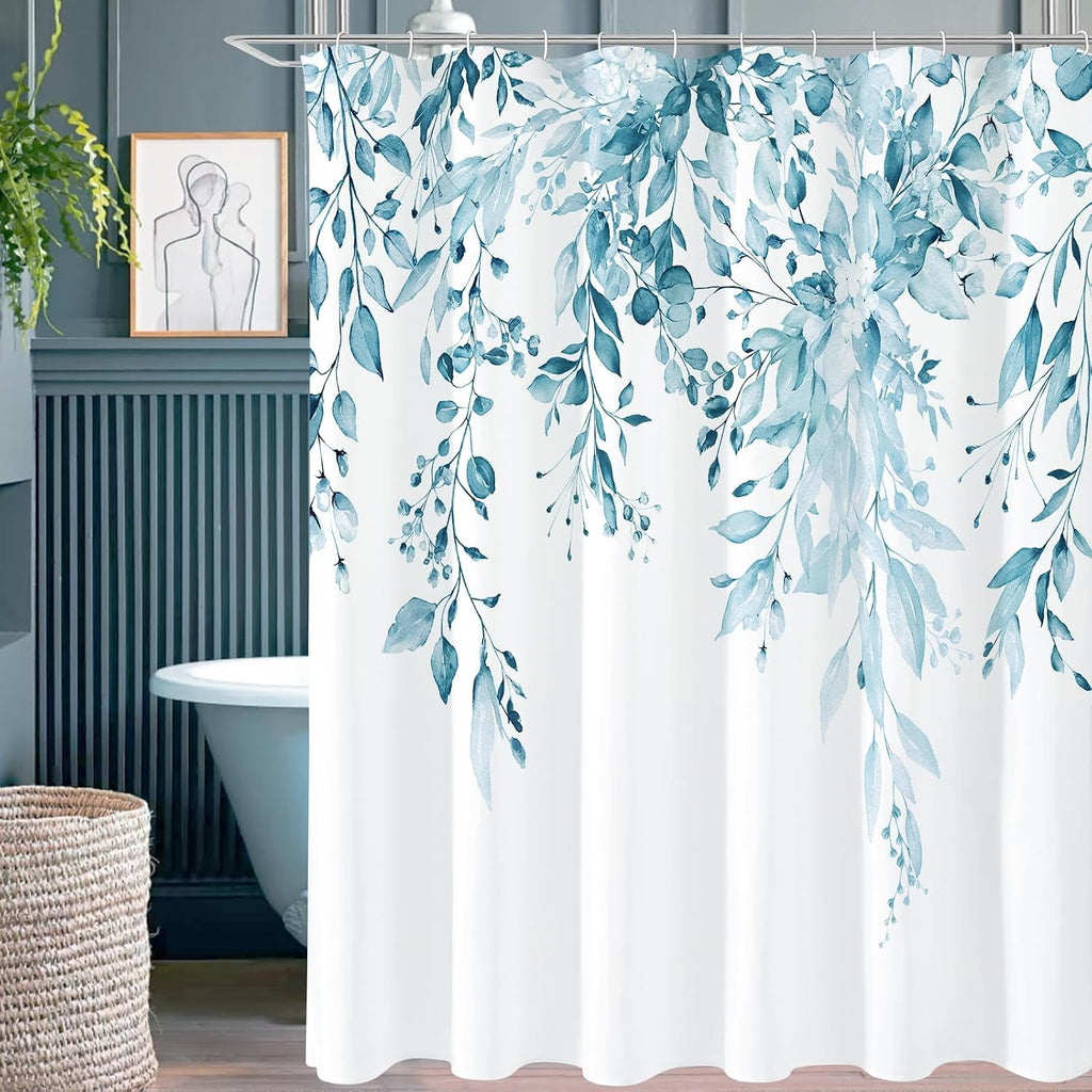 Bathveil Eucalyptus Shower Curtain Watercolor Floral Design Bathroom