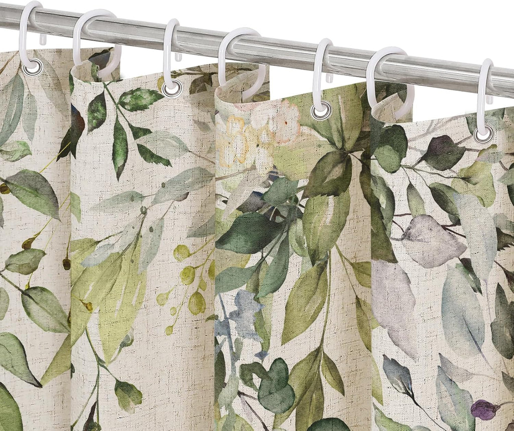 Bathveil Eucalyptus Shower Curtain Watercolor Floral Design Bathroom