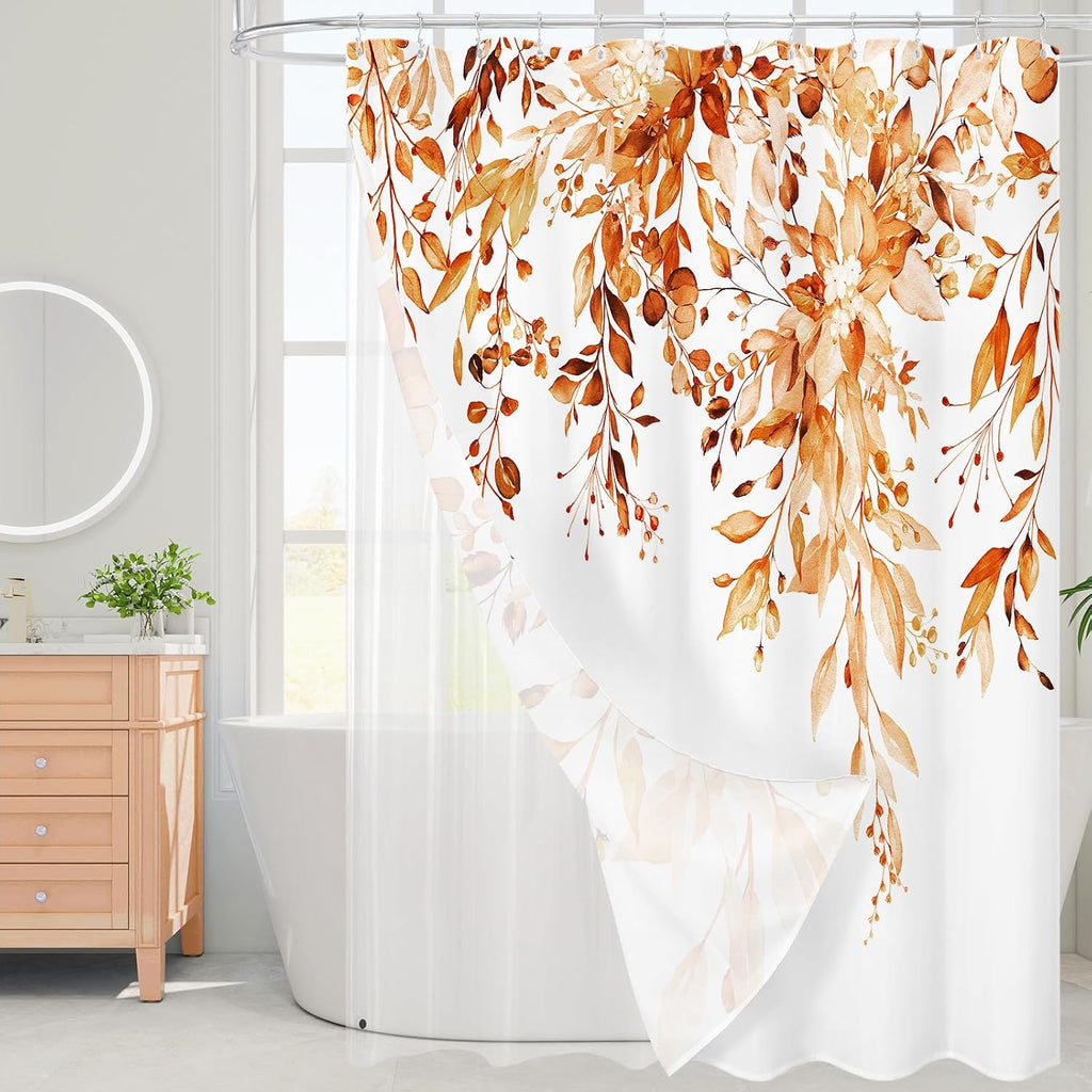 Bathveil Eucalyptus Shower Curtain Watercolor Floral Design Bathroom