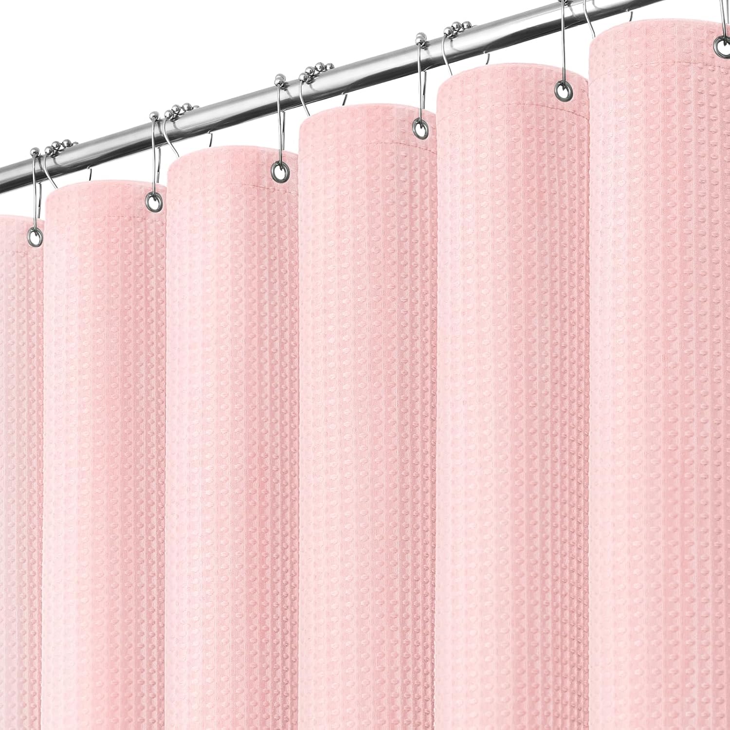 Bathveil Sage Green Shower Curtain, Waffle Textured Heavy Duty Fabric, 256GSM, with 12 Plastic Hooks, 72 x 72 in