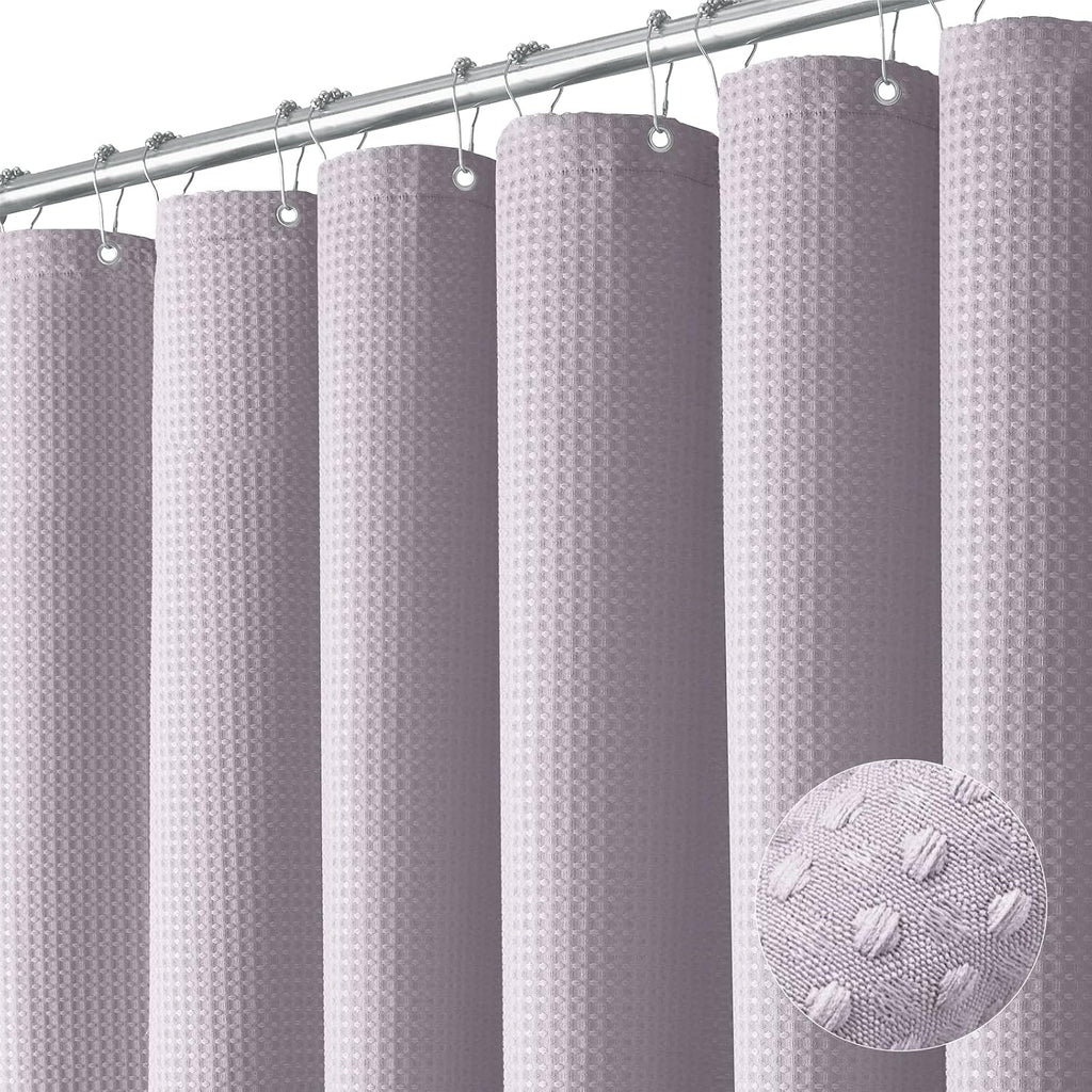 Bathveil Sage Green Shower Curtain, Waffle Textured Heavy Duty Fabric, 256GSM, with 12 Plastic Hooks, 72 x 72 in