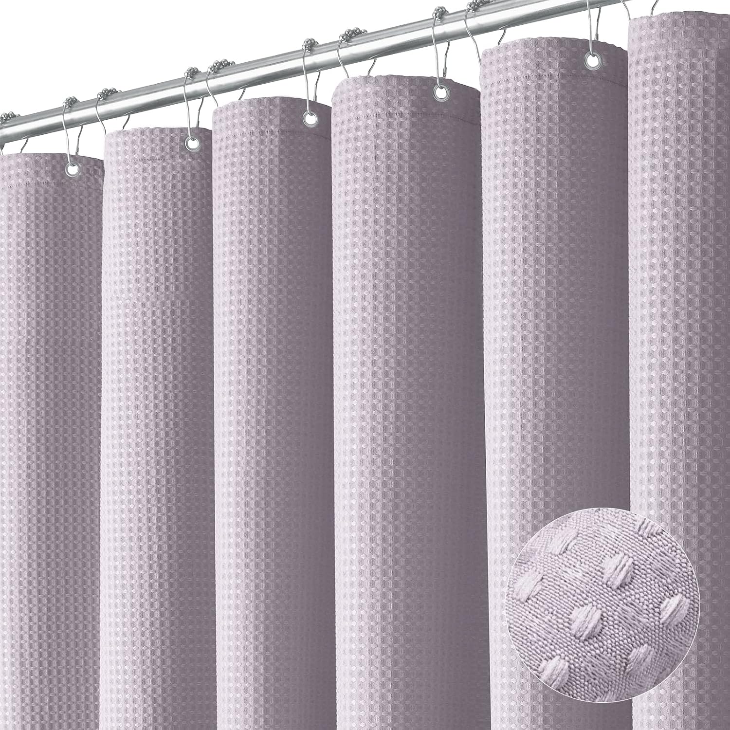 Bathveil Sage Green Shower Curtain, Waffle Textured Heavy Duty Fabric, 256GSM, with 12 Plastic Hooks, 72 x 72 in