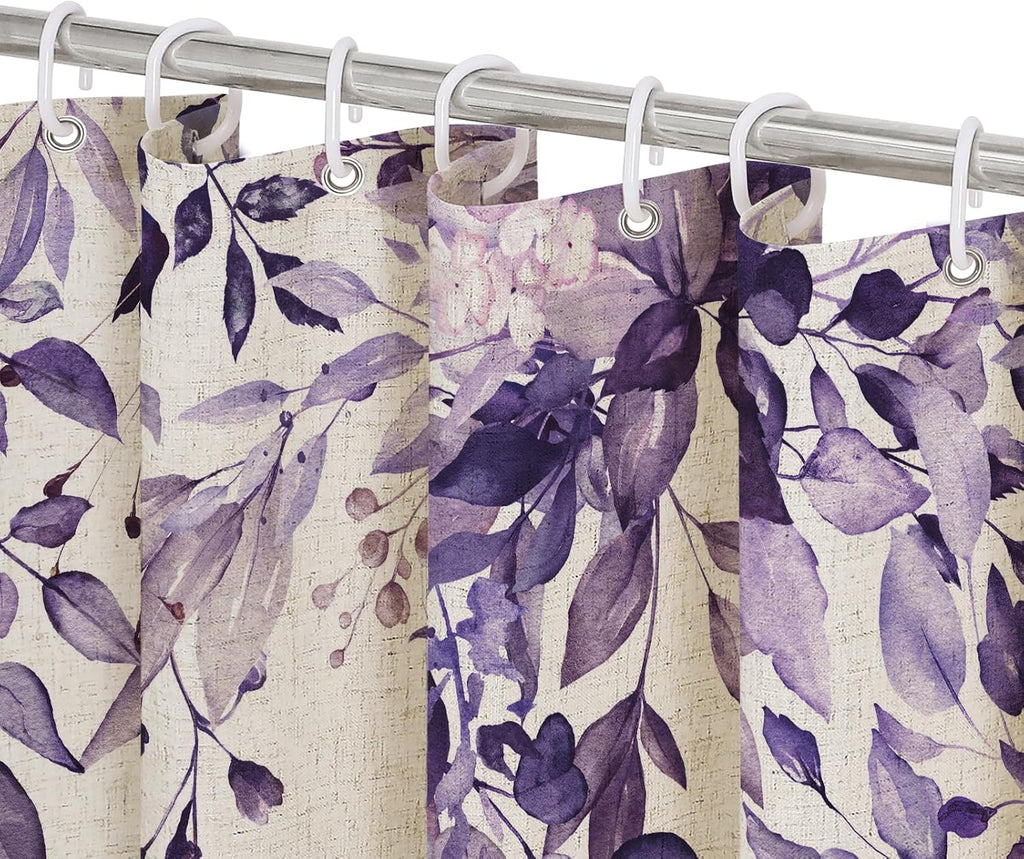 Bathveil Eucalyptus Shower Curtain Watercolor Floral Design Bathroom