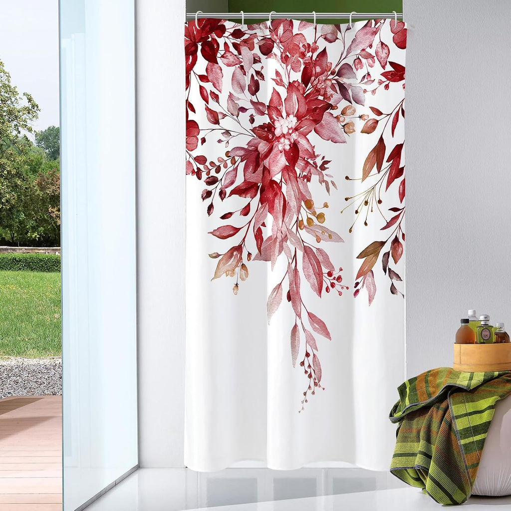 Bathveil Eucalyptus Shower Curtain Watercolor Floral Design Bathroom