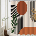Bathveil Boho Minimalist Shower Curtain, Abstract Arch Sun Design, Waterproof Machine Washable, 72 x 72 in