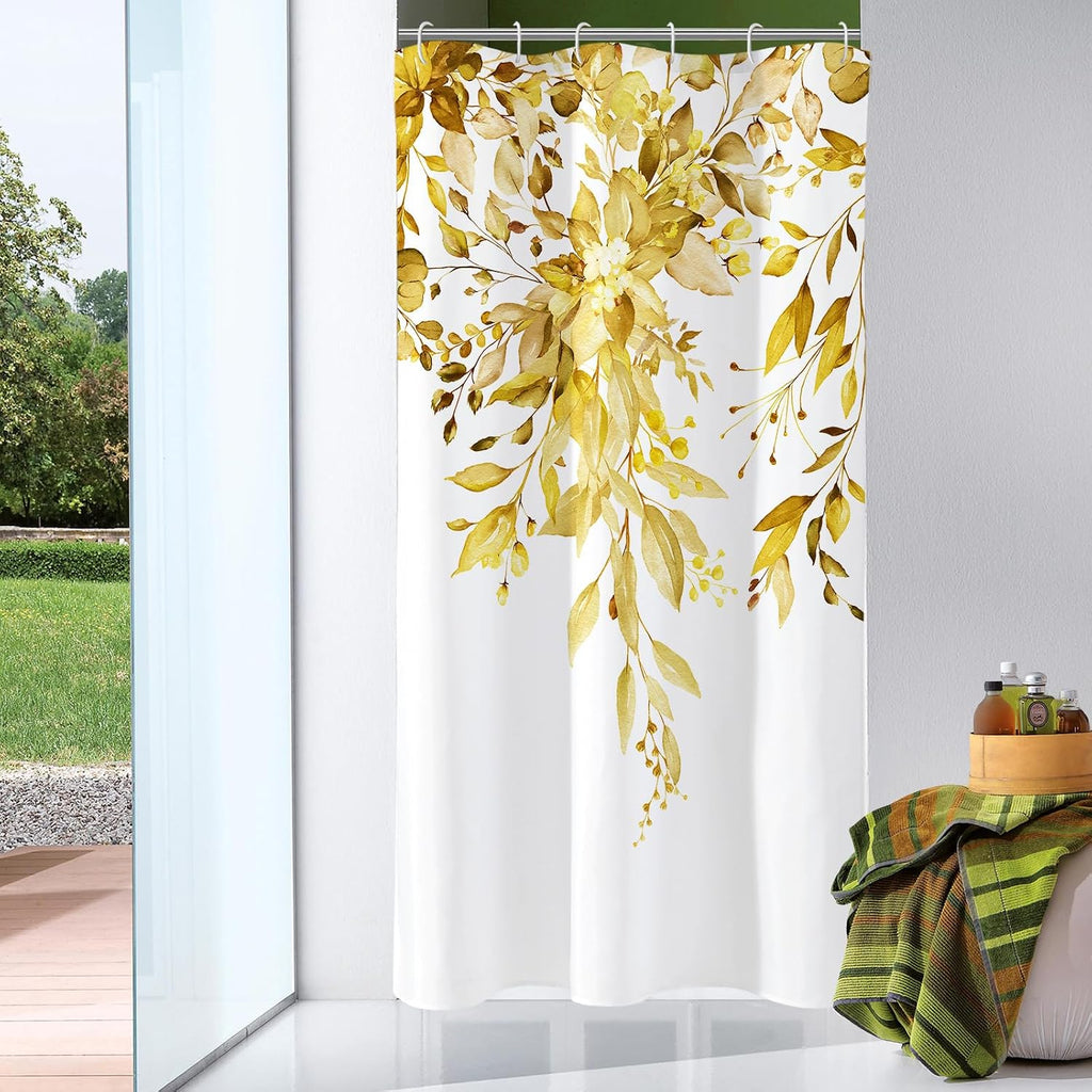 Bathveil Eucalyptus Shower Curtain Watercolor Floral Design Bathroom