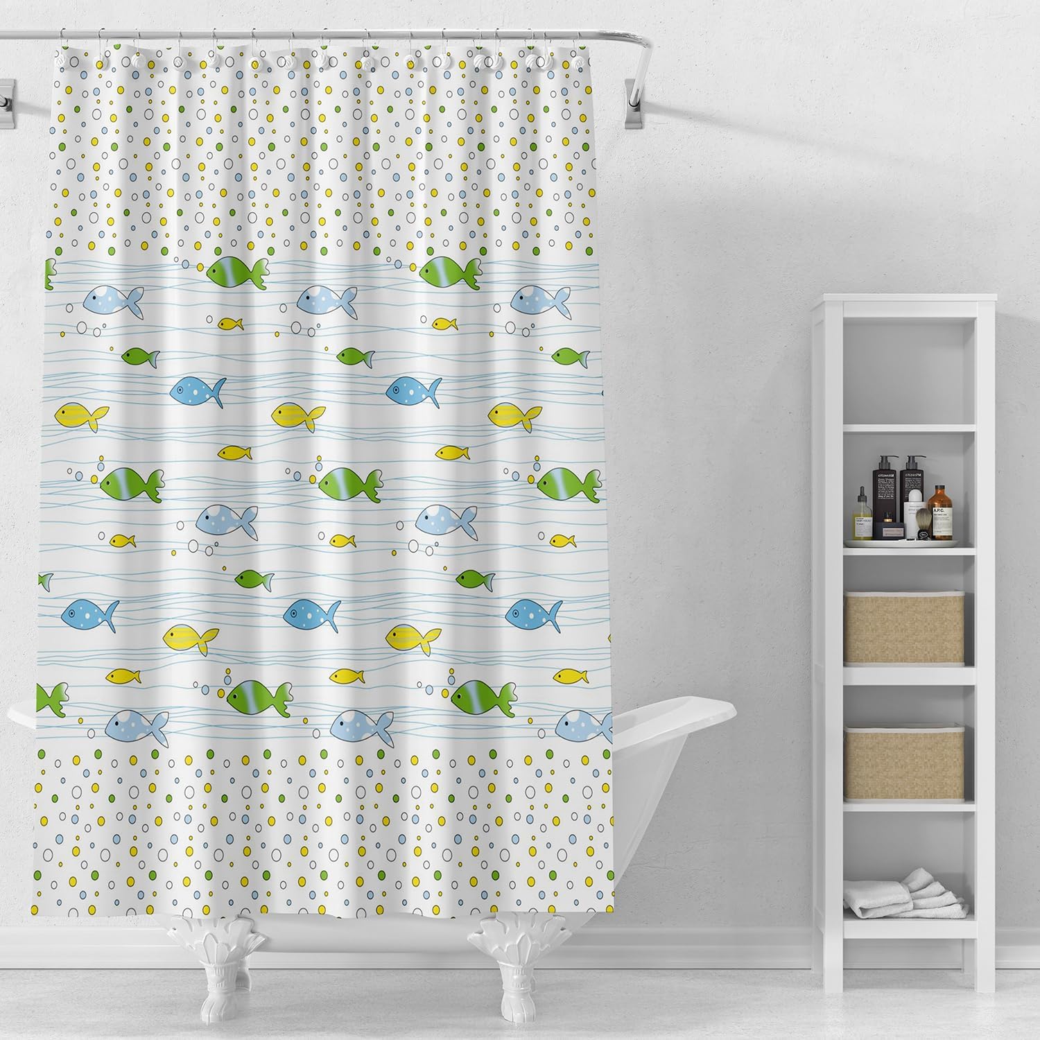 Bathveil Banana Leaves Shower Curtain Liner, 4G PEVA Waterproof, with Grommets and 3 Magnetic Weights, 72 x 72 in