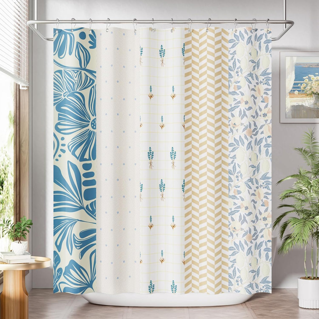 Bathveil Black White Striped Shower Curtain Farmhouse Washable with Hooks