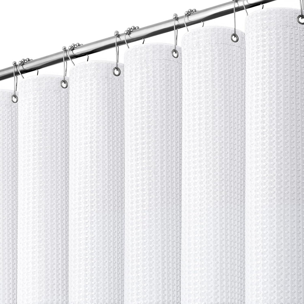 Bathveil Sage Green Shower Curtain, Waffle Textured Heavy Duty Fabric, 256GSM, with 12 Plastic Hooks, 72 x 72 in