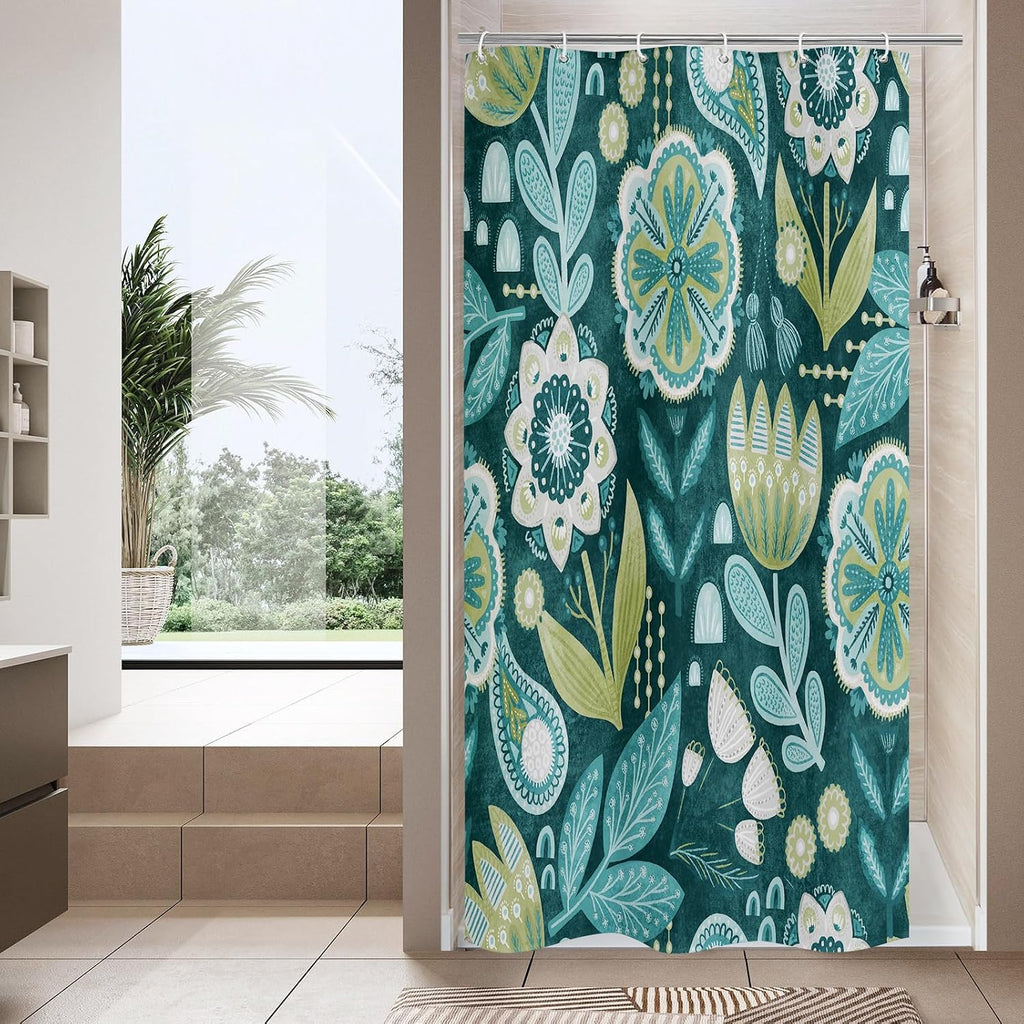 Bathveil Boho Floral Shower Curtain, Colorful Abstract Flower Pattern, 72 x 72 in