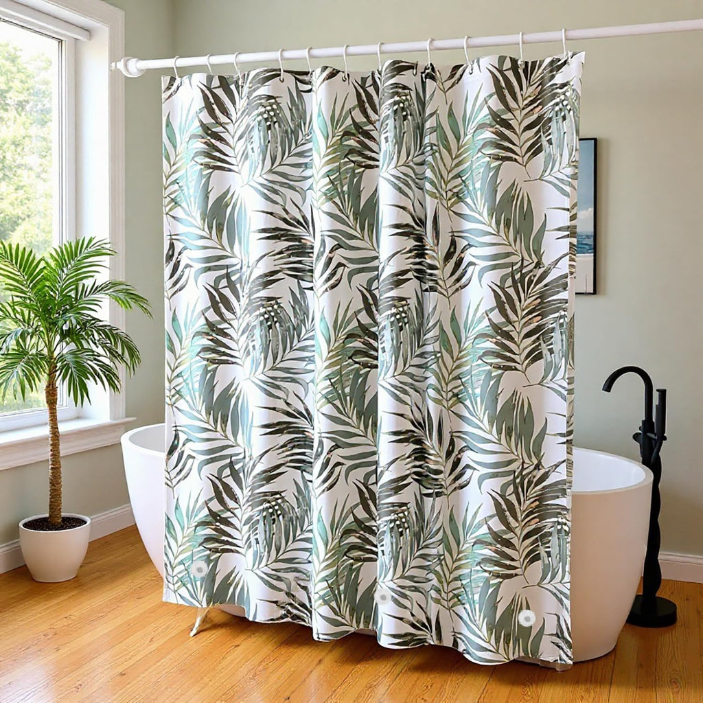 Bathveil Banana Leaves PEVA Shower Curtain Liner Waterproof with Grommets
