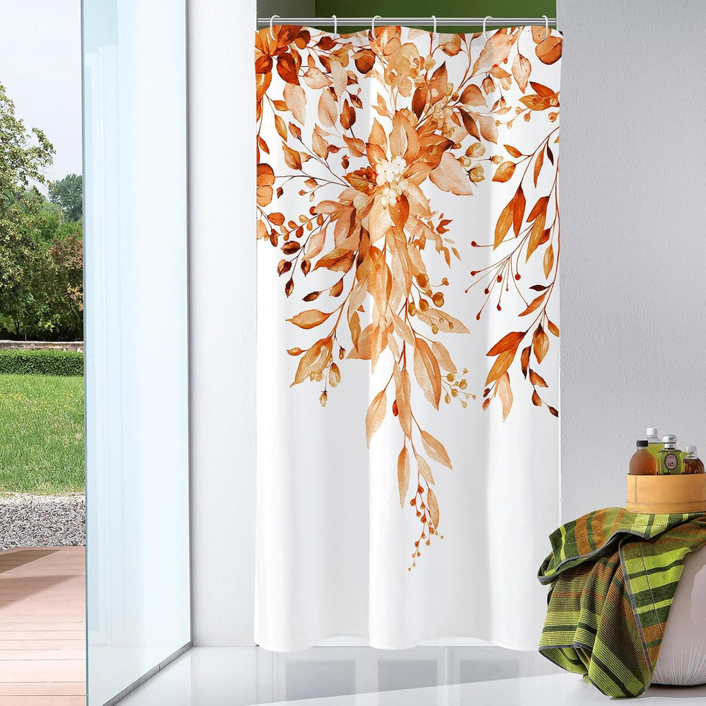 Bathveil Eucalyptus Shower Curtain Watercolor Floral Design Bathroom