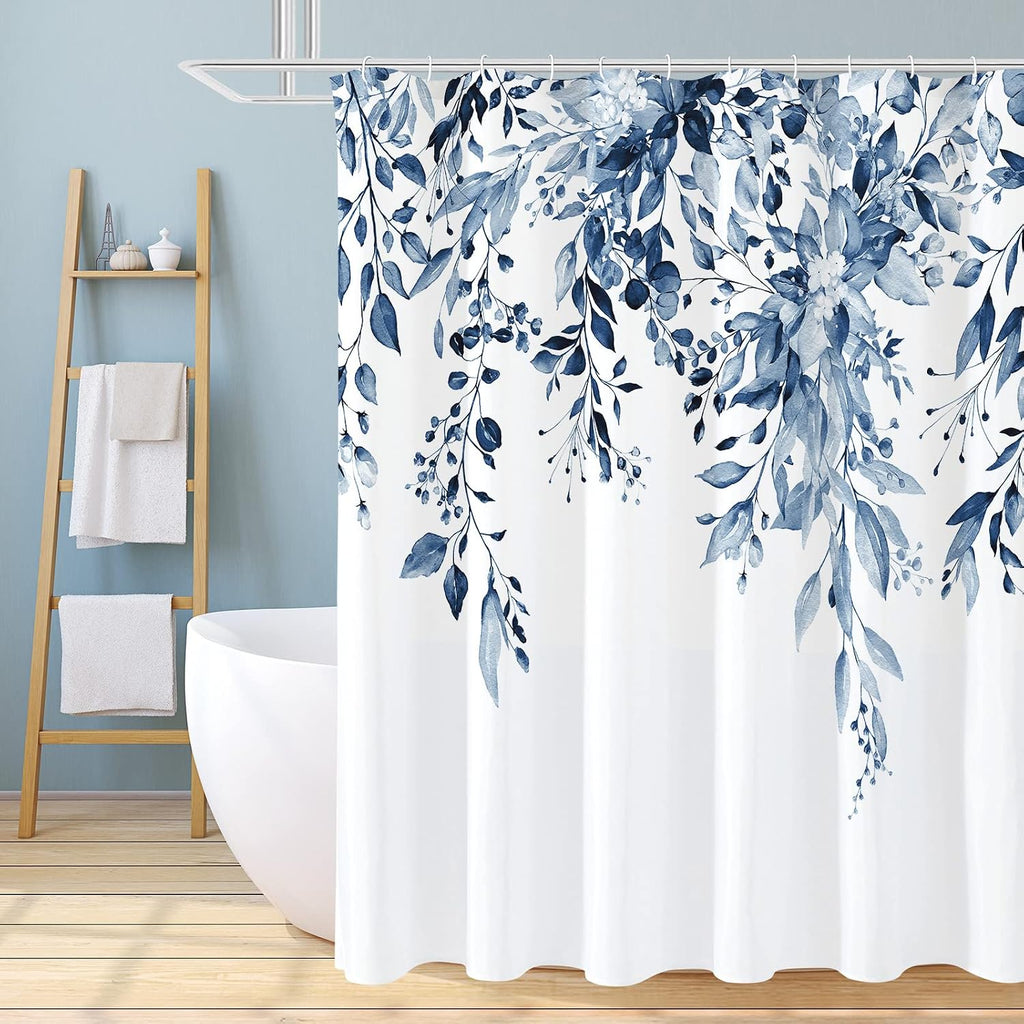 Bathveil Eucalyptus Shower Curtain Watercolor Floral Design Bathroom