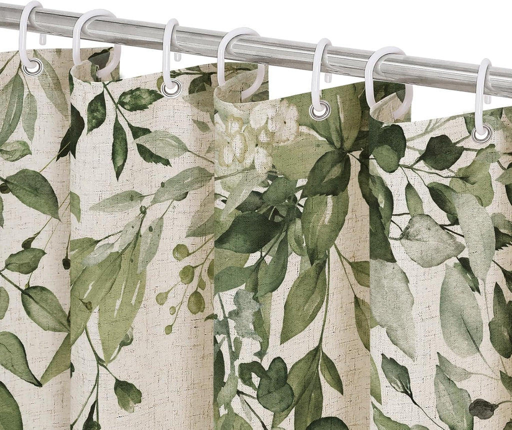 Bathveil Eucalyptus Shower Curtain Watercolor Floral Design Bathroom