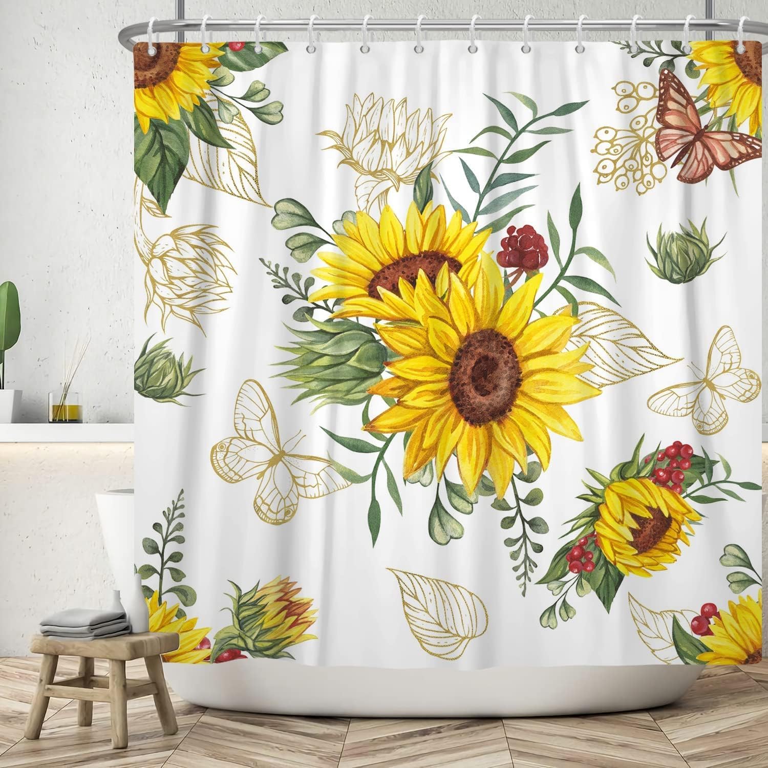 Bathveil Blue Marble Shower Curtain, Waterproof Washable, with Hooks, 72 x 72 in