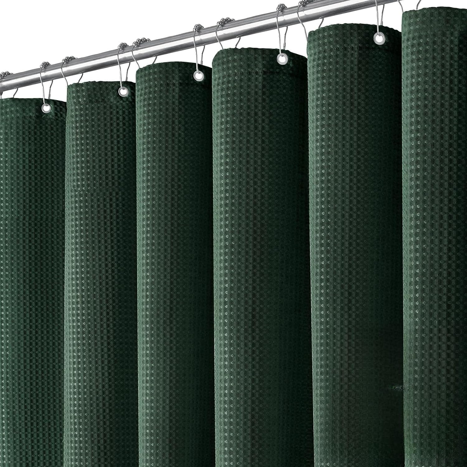 Bathveil Sage Green Shower Curtain, Waffle Textured Heavy Duty Fabric, 256GSM, with 12 Plastic Hooks, 72 x 72 in