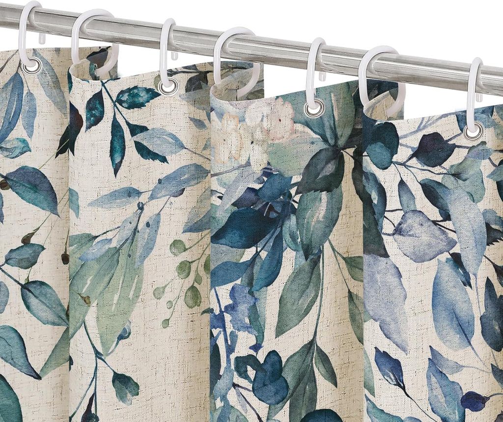 Bathveil Eucalyptus Shower Curtain Watercolor Floral Design Bathroom