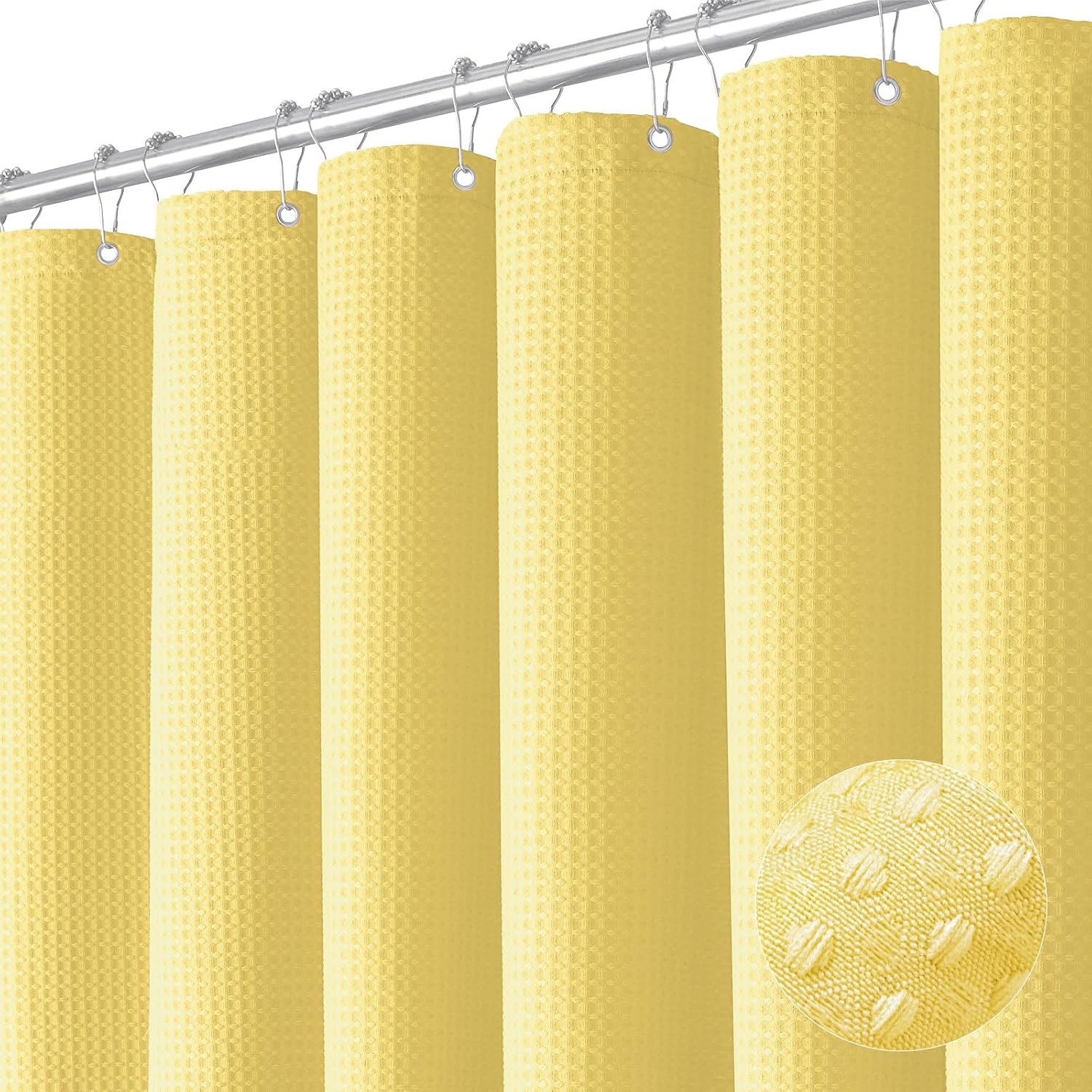 Bathveil Sage Green Shower Curtain, Waffle Textured Heavy Duty Fabric, 256GSM, with 12 Plastic Hooks, 72 x 72 in
