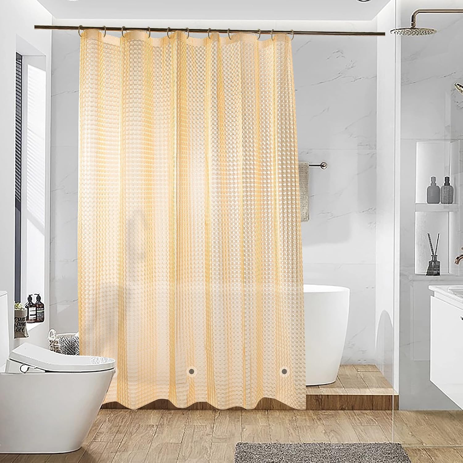 Bathveil EVA Shower Curtain Liner, Clear Water Cube Pattern, 72 x 72 in, 6 Gauge