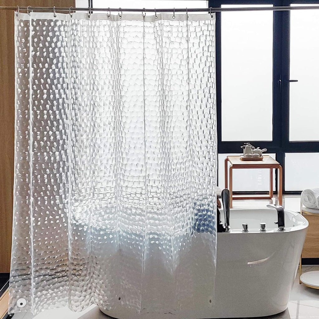 Bathveil EVA Shower Curtain Liner Clear Cube Pattern for Bathroom