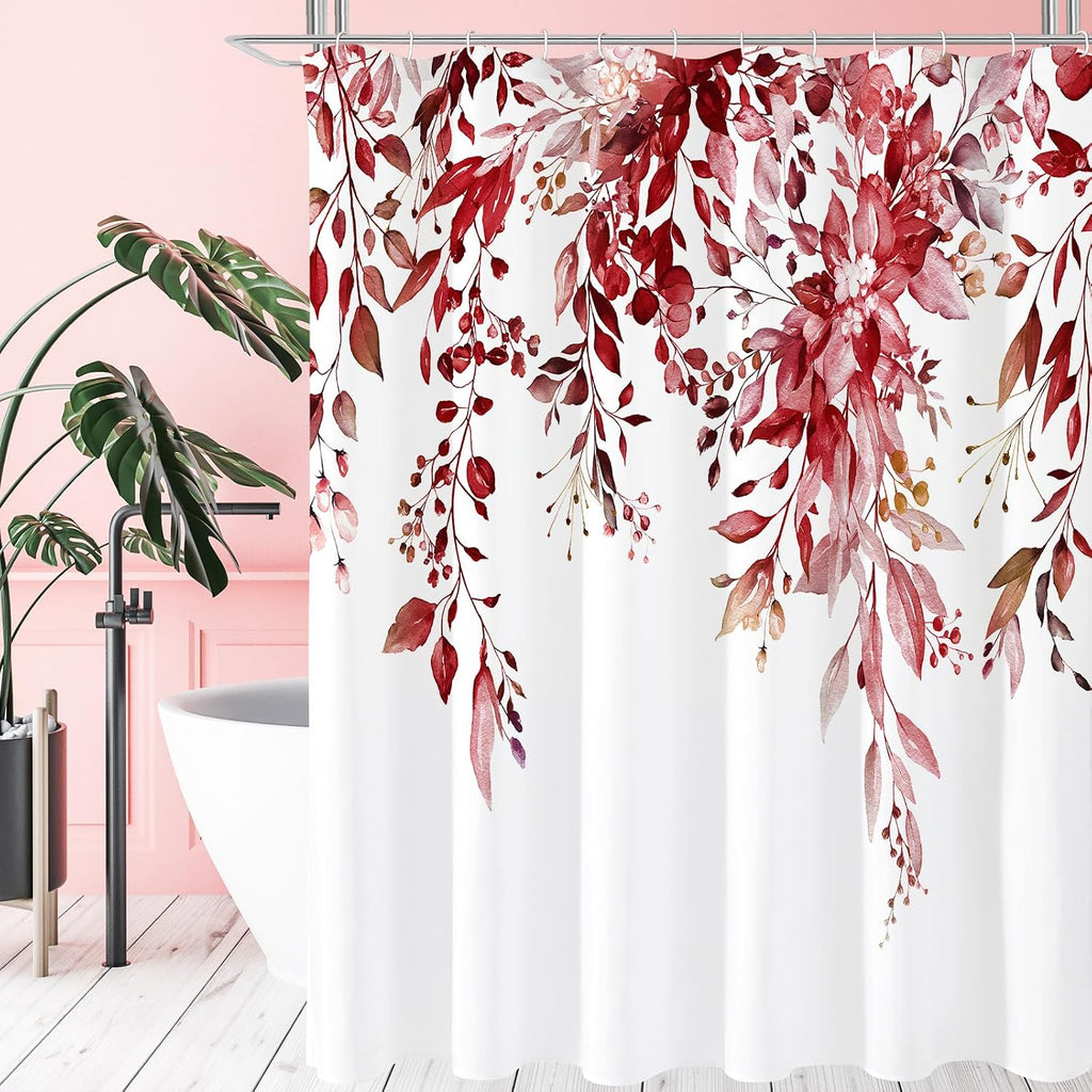 Bathveil Eucalyptus Shower Curtain Watercolor Floral Design Bathroom