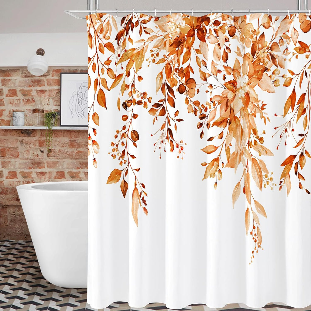 Bathveil Eucalyptus Shower Curtain Watercolor Floral Design Bathroom