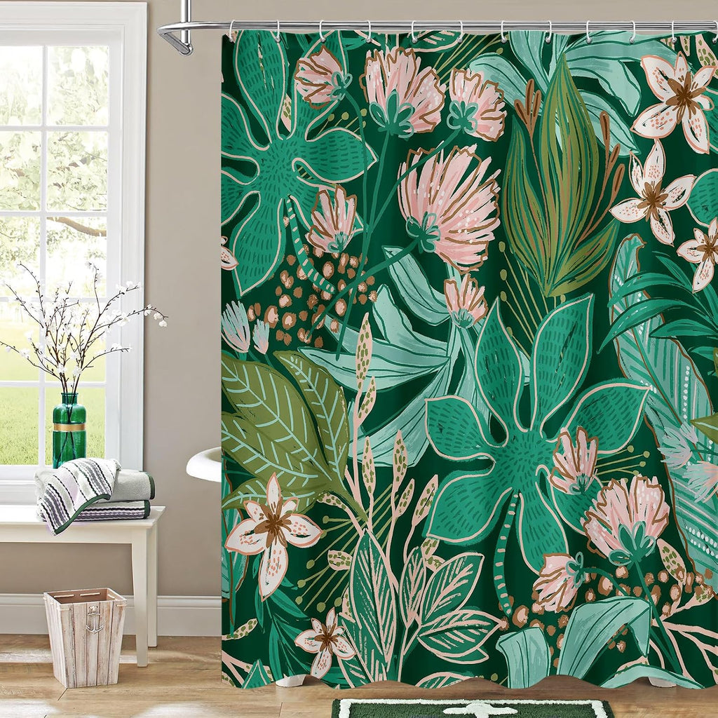 Bathveil Boho Floral Shower Curtain, Colorful Abstract Flower Pattern, 72 x 72 in