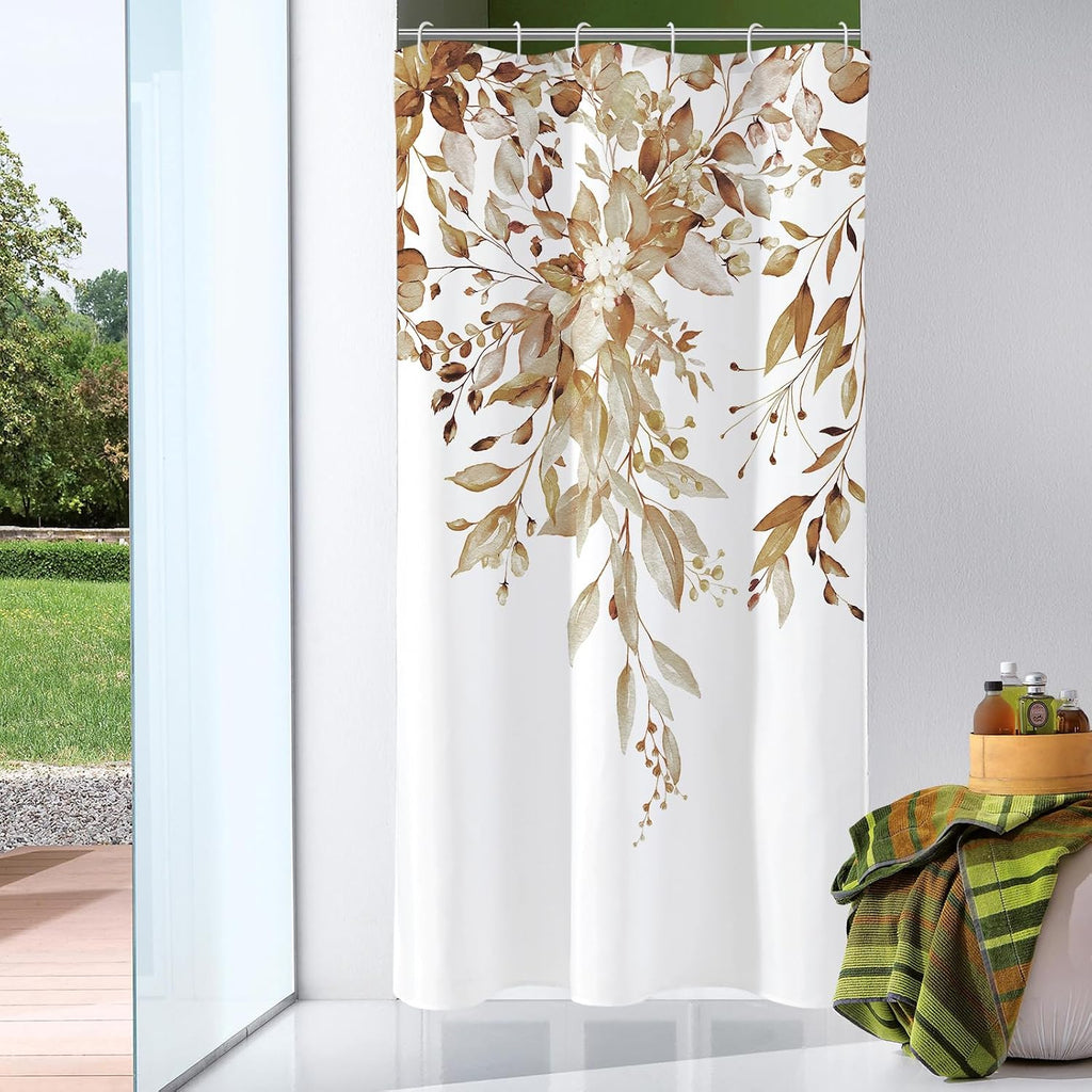 Bathveil Eucalyptus Shower Curtain Watercolor Floral Design Bathroom