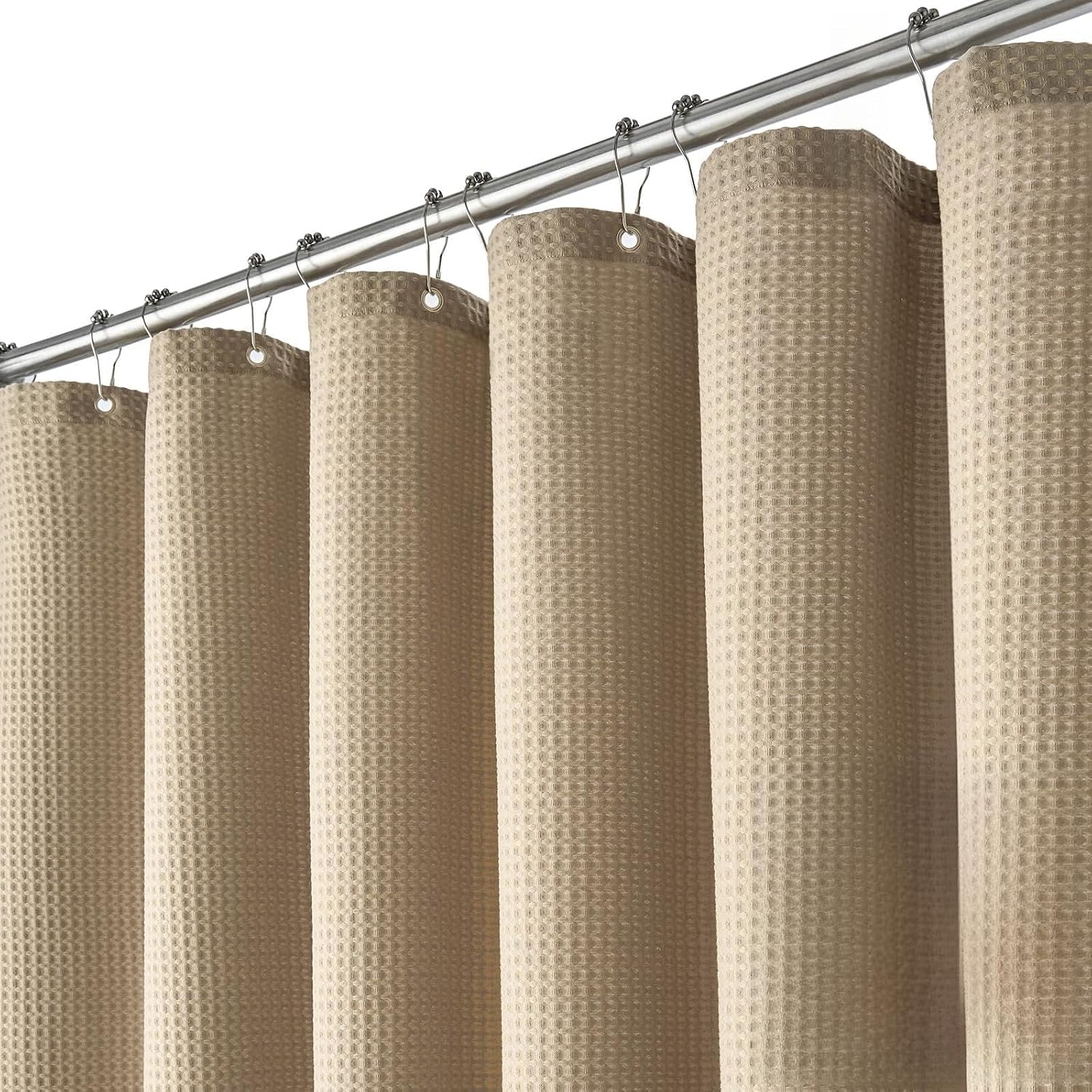 Bathveil Sage Green Shower Curtain, Waffle Textured Heavy Duty Fabric, 256GSM, with 12 Plastic Hooks, 72 x 72 in