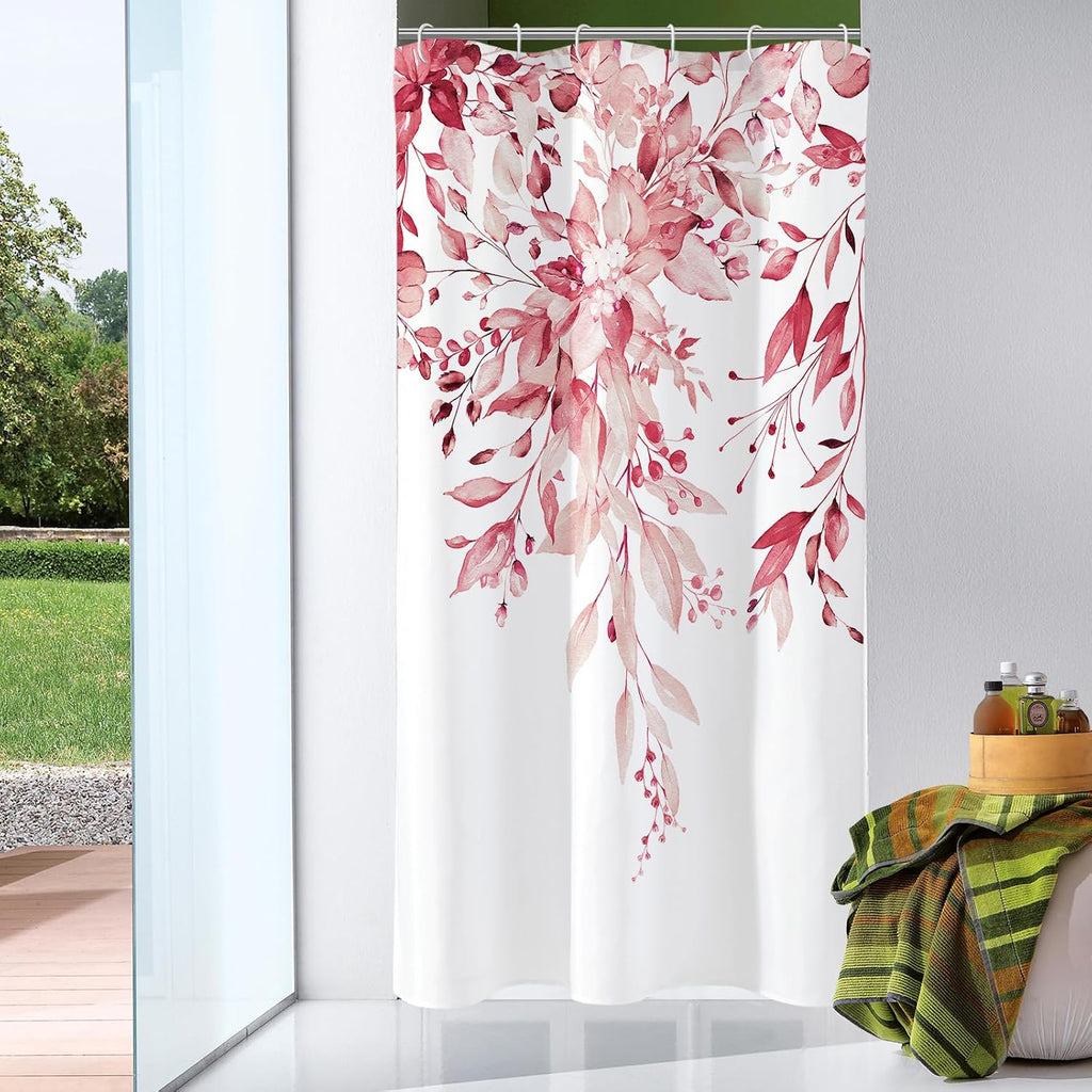 Bathveil Eucalyptus Shower Curtain Watercolor Floral Design Bathroom