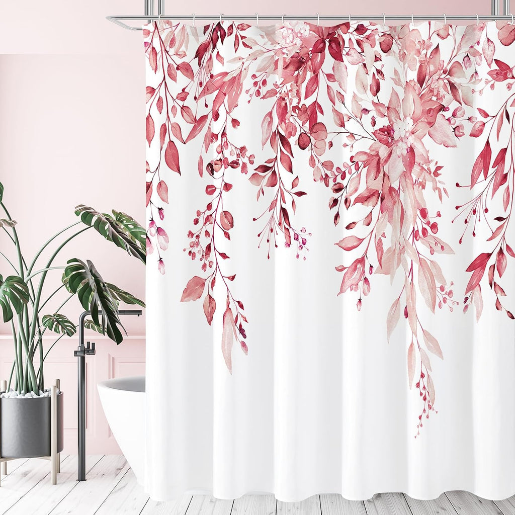 Bathveil Eucalyptus Shower Curtain Watercolor Floral Design Bathroom