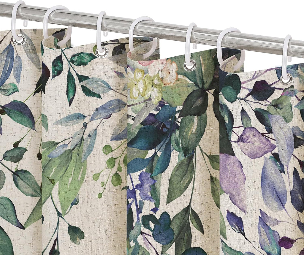 Bathveil Eucalyptus Shower Curtain Watercolor Floral Design Bathroom