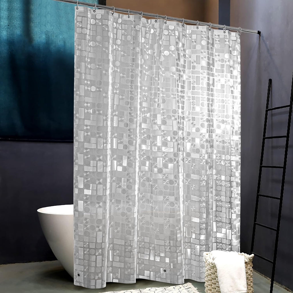 Bathveil EVA Shower Curtain Liner Clear Cube Pattern for Bathroom