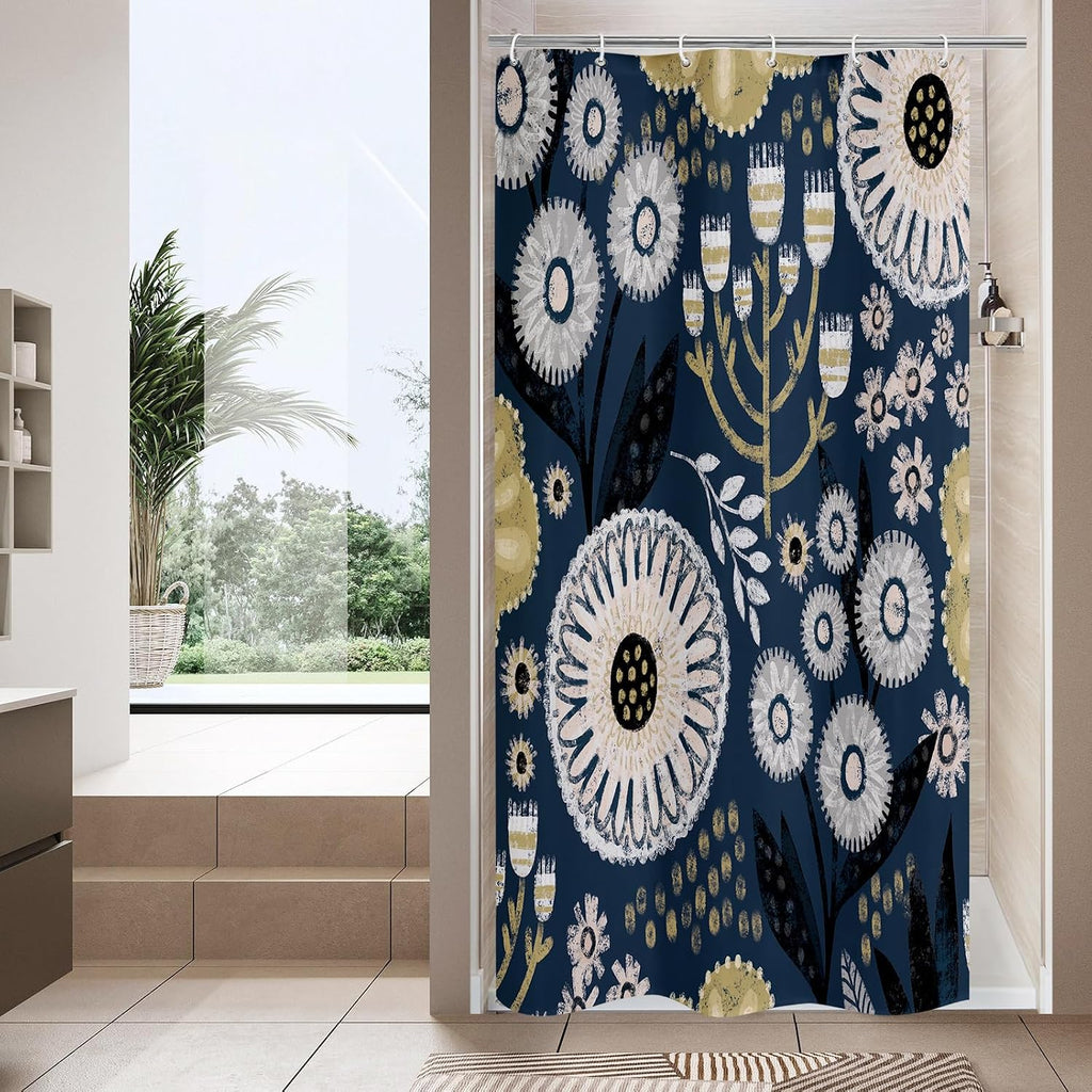 Bathveil Boho Floral Shower Curtain, Colorful Abstract Flower Pattern, 72 x 72 in