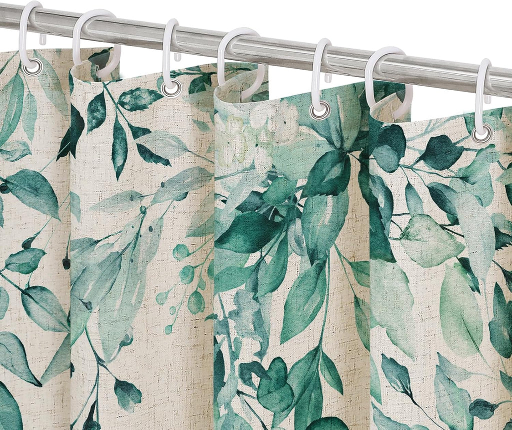 Bathveil Eucalyptus Shower Curtain Watercolor Floral Design Bathroom