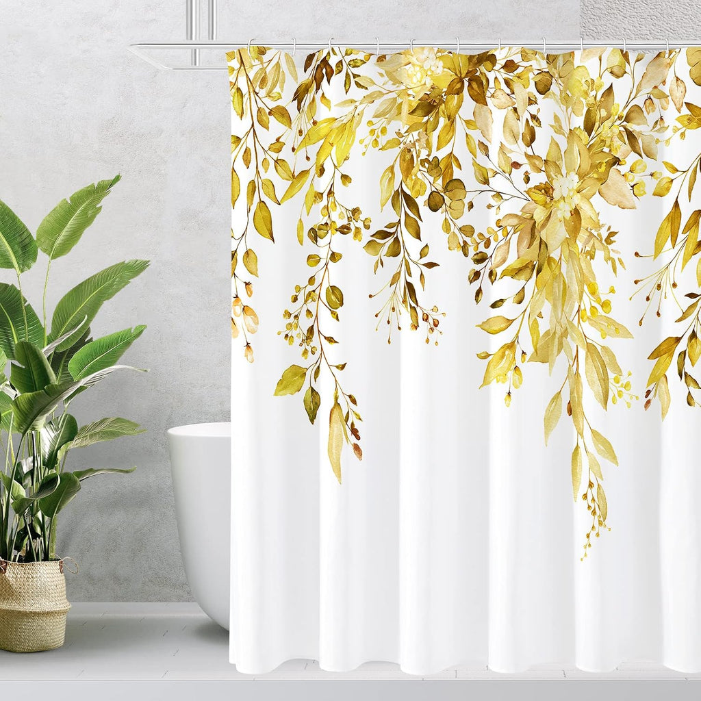 Bathveil Eucalyptus Shower Curtain Watercolor Floral Design Bathroom