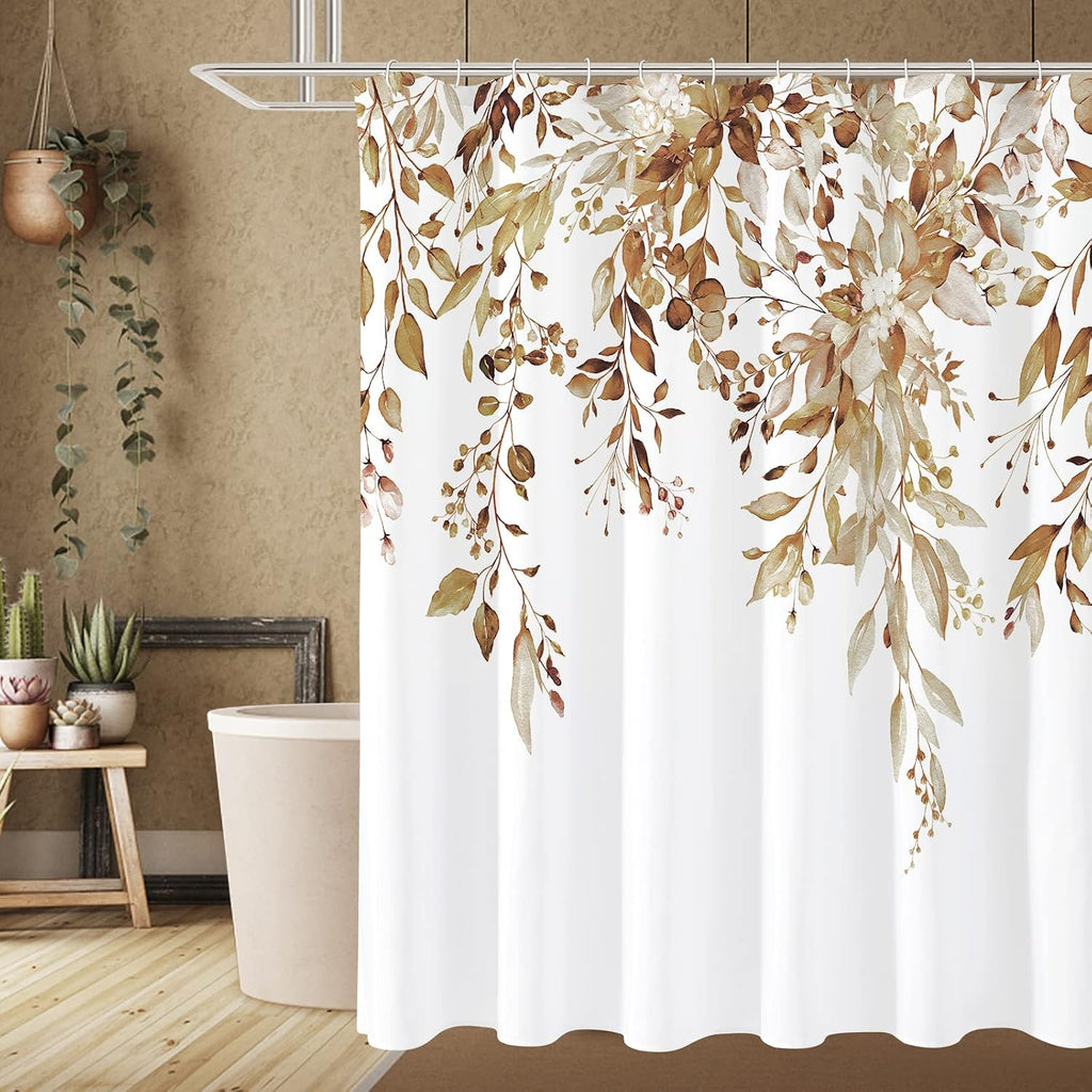 Bathveil Eucalyptus Shower Curtain Watercolor Floral Design Bathroom