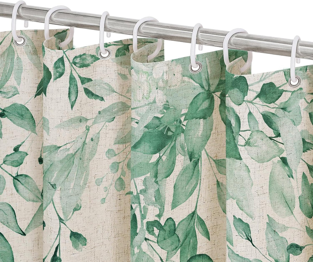 Bathveil Eucalyptus Shower Curtain Watercolor Floral Design Bathroom