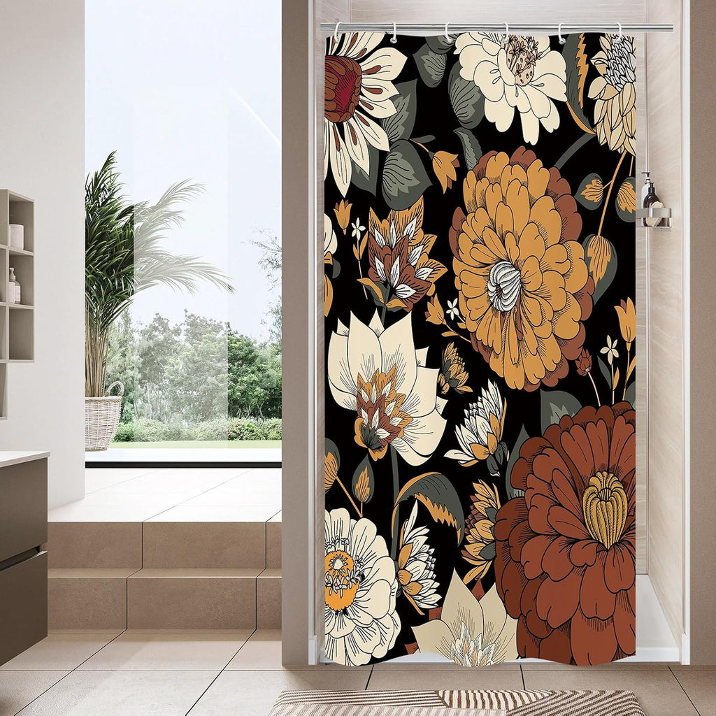 Bathveil Boho Floral Shower Curtain, Colorful Abstract Flower Pattern, 72 x 72 in