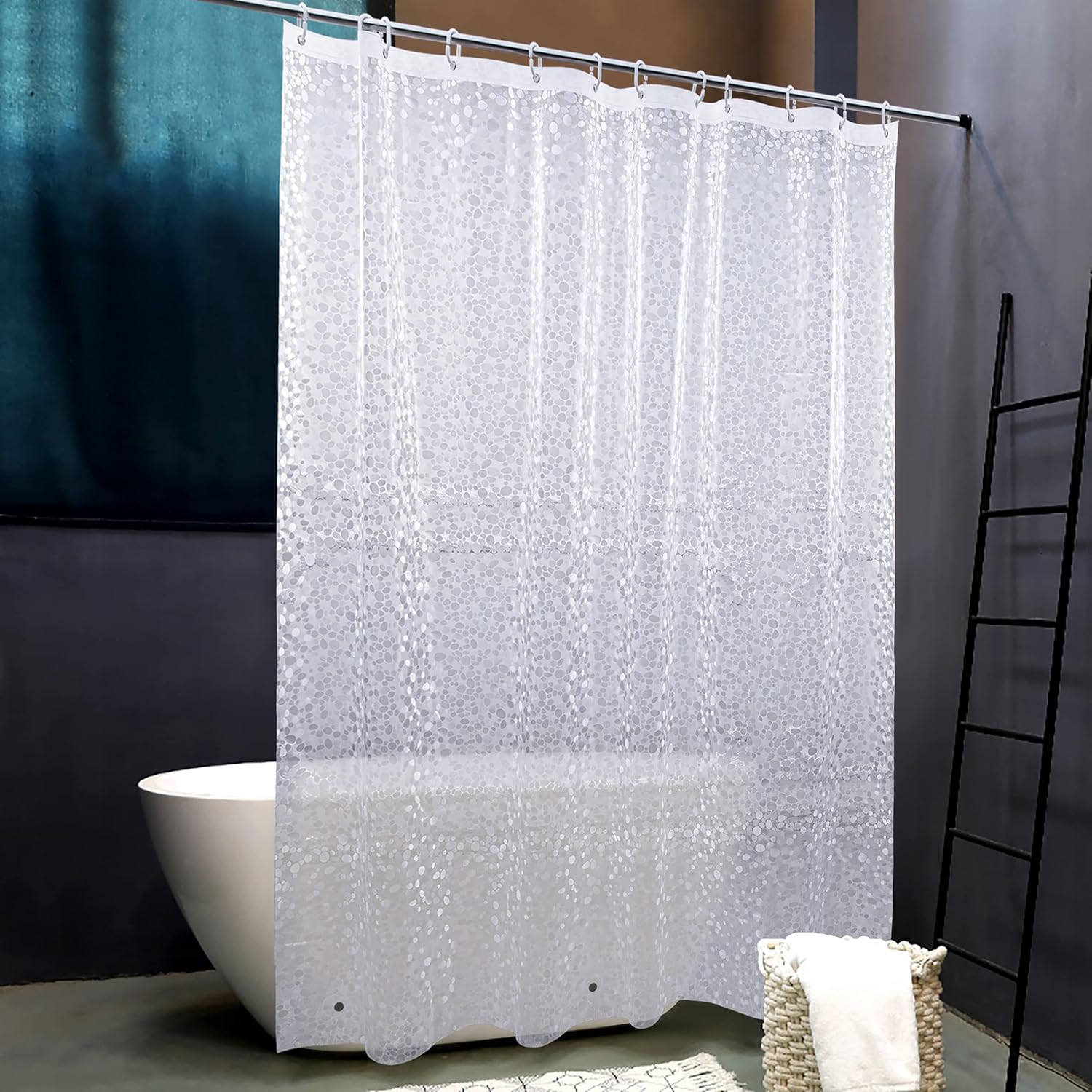 Bathveil EVA Shower Curtain Liner, Clear Water Cube Pattern, 72 x 72 in, 6 Gauge