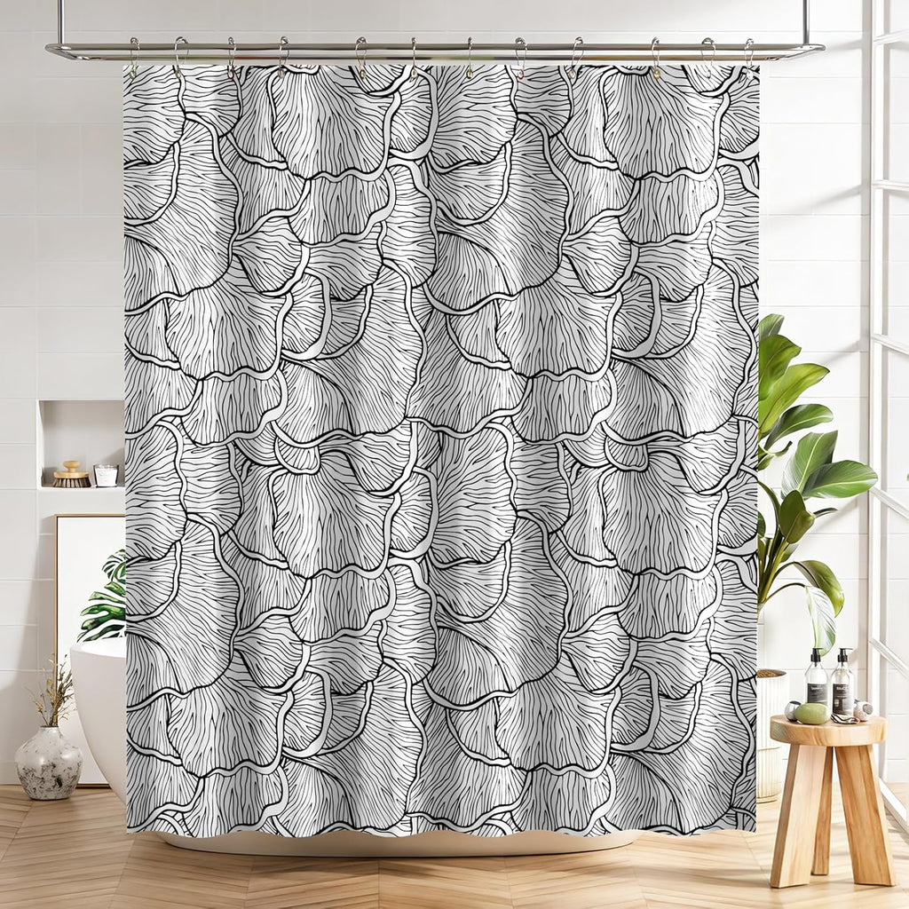 Bathveil Black White Striped Shower Curtain Farmhouse Washable with Hooks