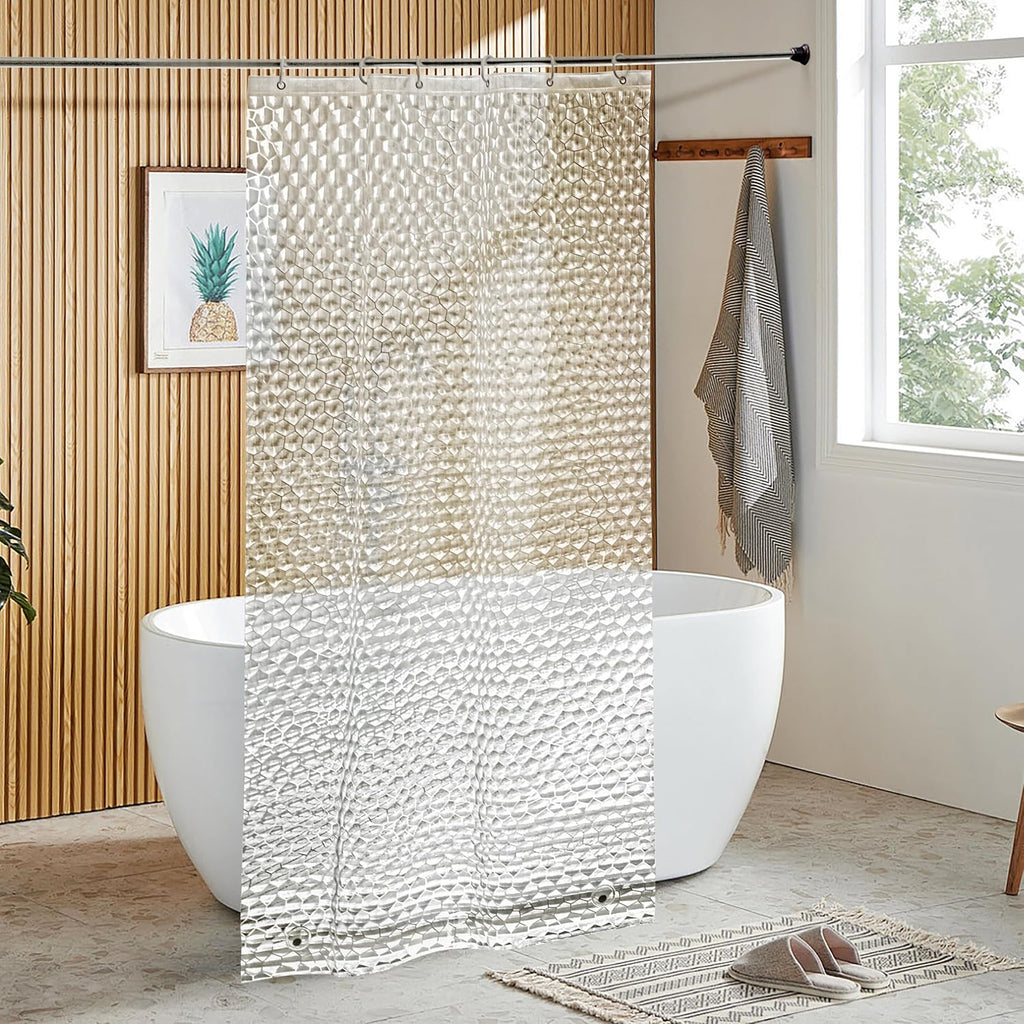 Bathveil EVA Shower Curtain Liner Clear Cube Pattern for Bathroom