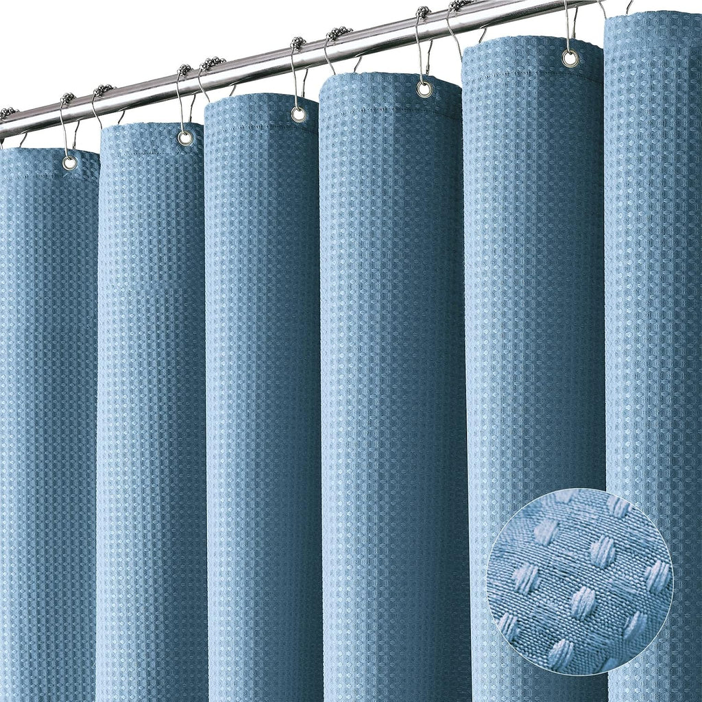 Bathveil Sage Green Shower Curtain, Waffle Textured Heavy Duty Fabric, 256GSM, with 12 Plastic Hooks, 72 x 72 in