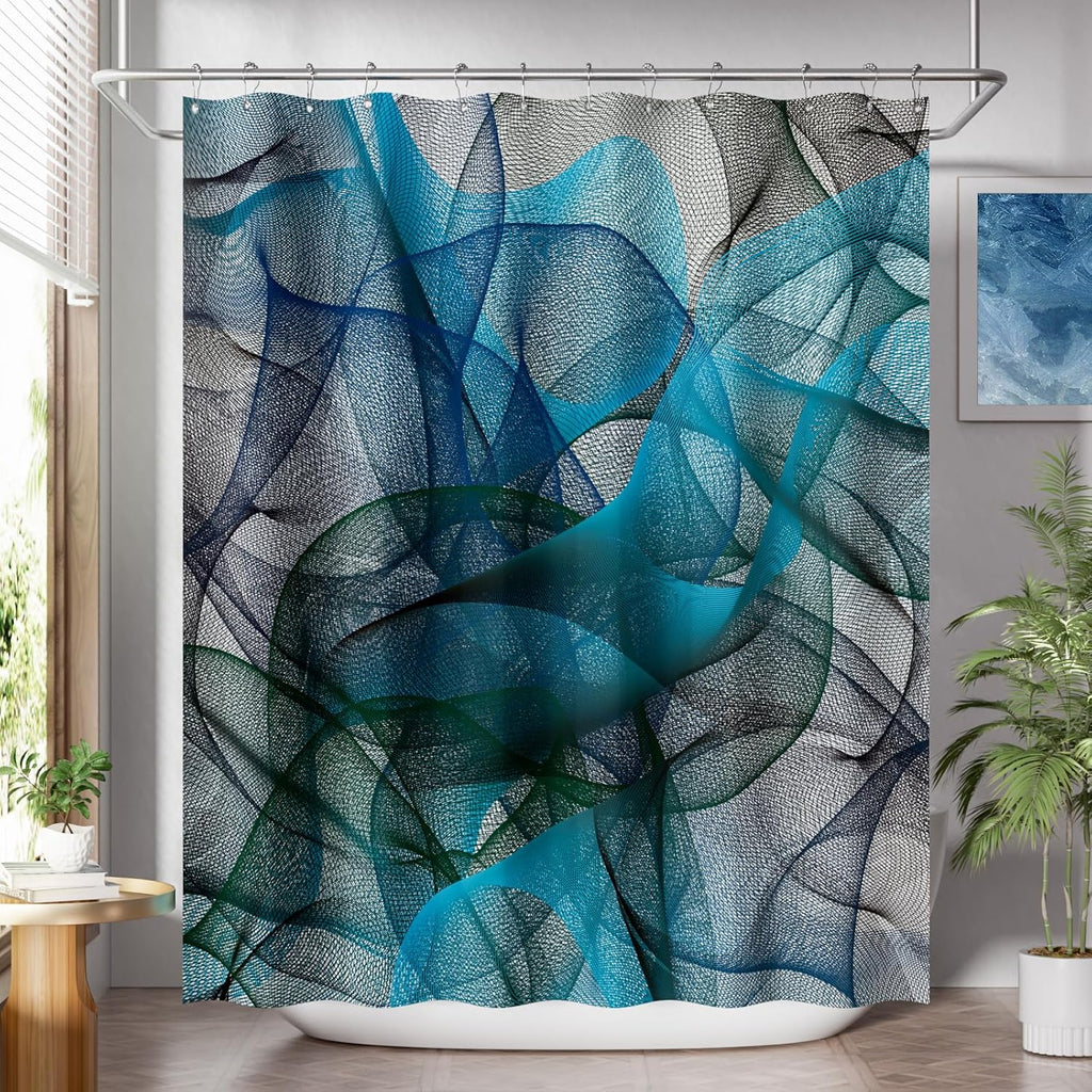 Bathveil Black White Striped Shower Curtain Farmhouse Washable with Hooks