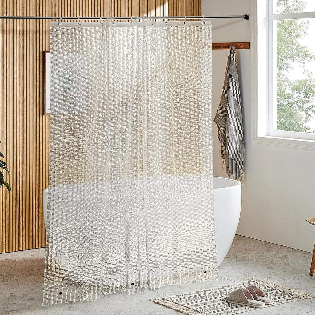 Bathveil EVA Shower Curtain Liner Clear Cube Pattern for Bathroom
